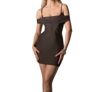 Heiress Beverly Hills Sexy Bodycon Black Bustier Ruched Corset Mini Dress Size M